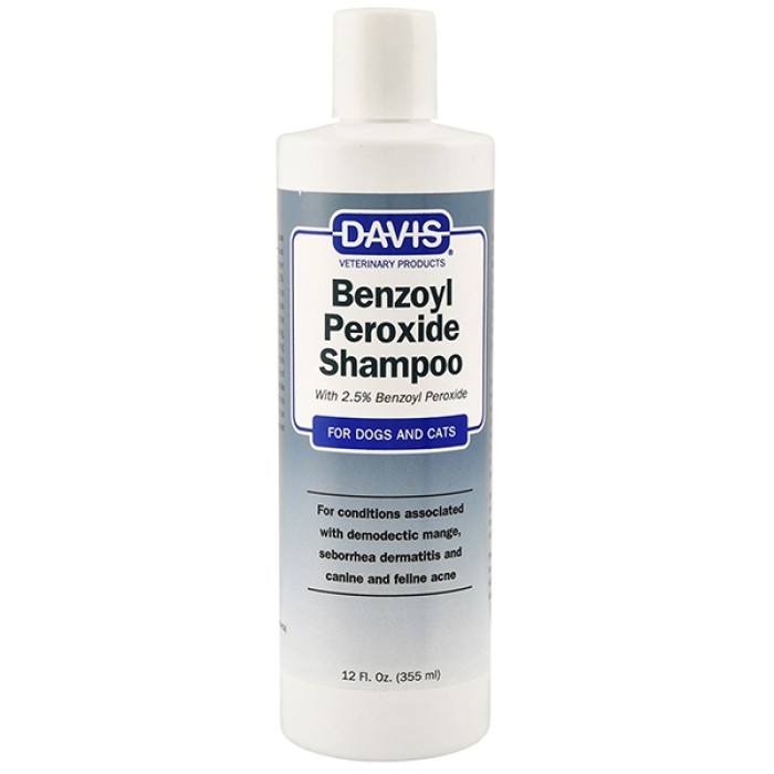 Davis Benzoyl Peroxide Shampoo ДЭВИС 2,5% БЕНЗОИЛ ПЕРОКСИД шампунь для собак и котов с демодекозом и дерматитами, 355 мл