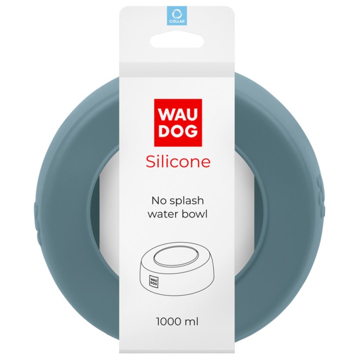 Миска-непроливайка WAUDOG Silicone, 1 л, сірий
