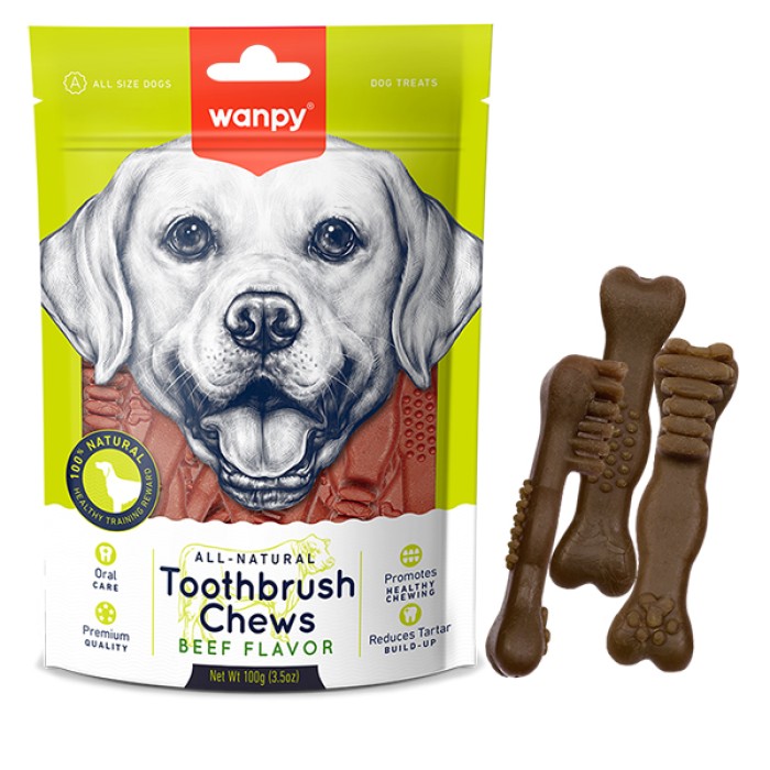 Wanpy Toothbrush Chews Beef ВАНПІ ЗУБНА ЩІТКА жувальні ласощі зі смаком яловичини для собак, 0.1 кг