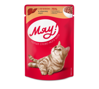 Вологий корм Мяу!, для дорослих котів, з печінкою в ніжному соусі, 85 ..