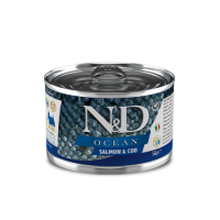 Вологий корм Farmina N&D Grain Free OCEAN SALMON & COD ADULT MINI, для собак дрібних порід, з лососем та тріскою, (02222) 140 г