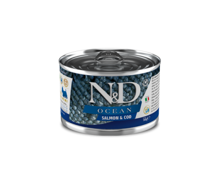 Влажный корм Farmina N&D Grain Free OCEAN SALMON & COD ADULT MINI, для собак мелких пород, с лососем и треской, (02222) 140 г