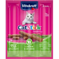 М'ясні палички Vitakraft  Cat Stick Chicken & Cat grass, для котів, з куркою та котячою травою, 3*6 гр
