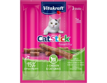 М'ясні палички Vitakraft  Cat Stick Chicken & Cat grass, для котів, з куркою та котячою травою, 3*6 гр