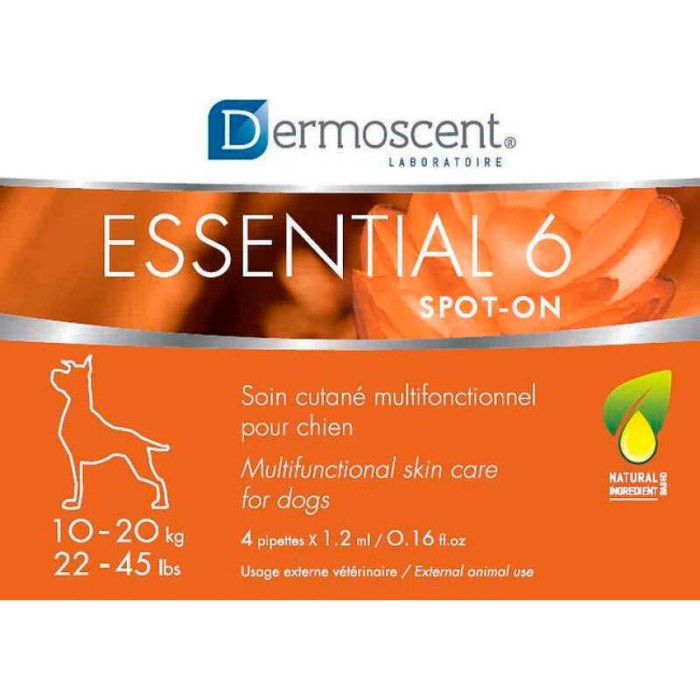  Дермосент Эссеншл Dermoscent ESSENTIAL-6 spot-Капли по уходу за кожей и шерстью собак 10-20 кг  (1 пипет.) 1,2мл
