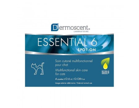  Дермосент Эссеншл Dermoscent ESSENTIAL-6 spot-Капли по уходу за кожей и шерстью кошек  (4пип.х0,6мл)  