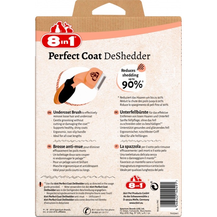 8in1 Perfect Coat DESHEDDER S - инструмент для вычесывания подшерстка кошек