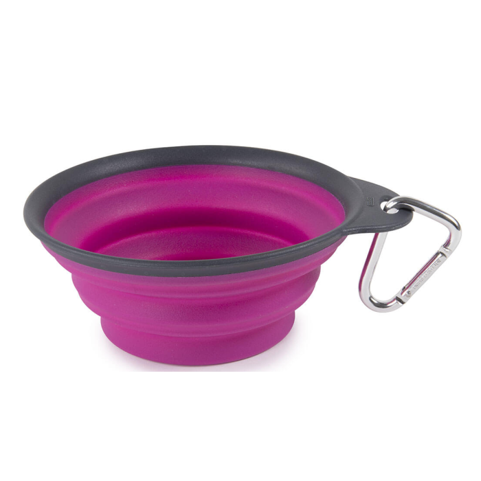 Dexas Collapsible Travel Cup Миска складана з карабіном для собак і кішок, МАЛА, пурпурна, 240 мл