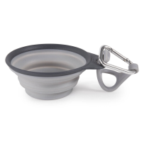 Дорожня миска Dexas Travel Cup with Bottle Holder & Carabiner, з кріпленням на пляшку і карабіном, світло-сіра, 240мл