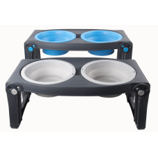 Dexas Adjustable Height Pet Feeder Миска подвійна на підставці з регульованими ніжками для собак (4 мірні склянки) блакитна 960 мл