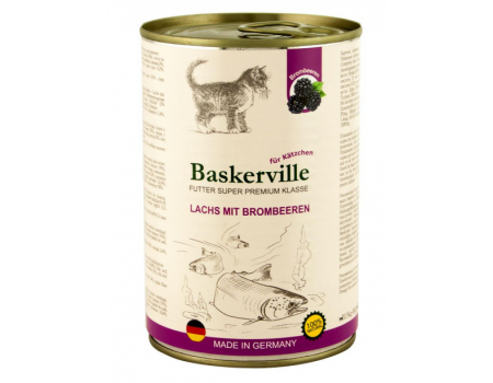 Вологий корм Baskerville Super Premium Lachs Mit Brombeeren для кошенят, лосось з ожиною, 400 г