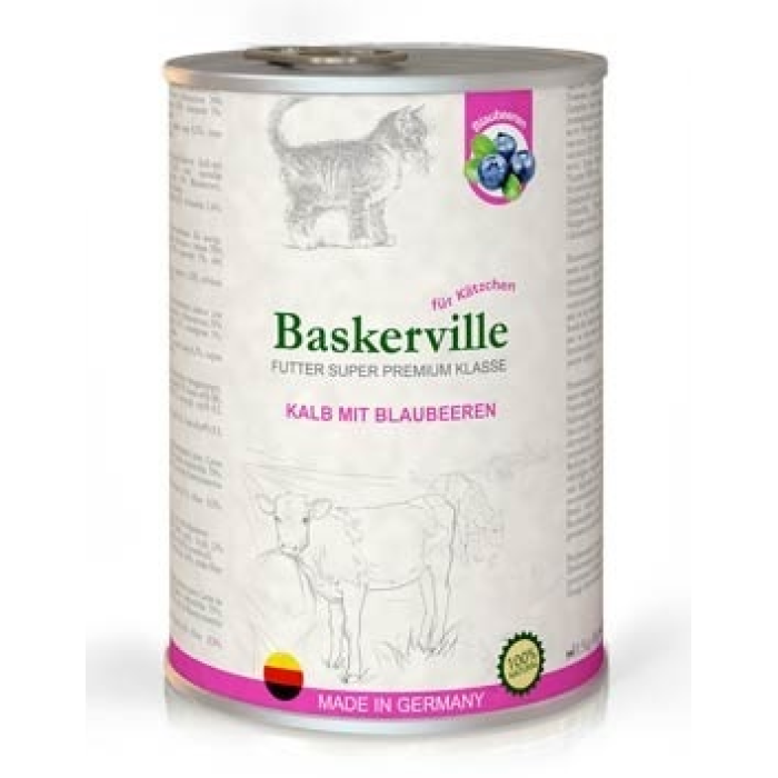 Влажный корм Baskerville Super Premium Kalb Mit Brlaubeeren для котят, телятина с черникой, 400 г