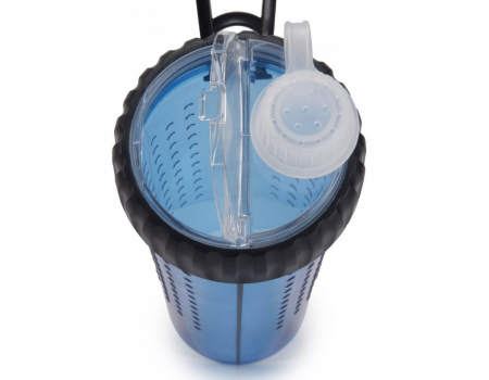 Бутылка двойная для воды и корма Dexas Snack DuO with Collapsible Cup, со складной миской (3 мерных стакана), голубой  720 мл