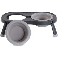 Dexas Double Elevated Feeder Миска подвійна на складній підставці для собак і кішок МАЛА (1 мірна склянка), світло-сіра 240мл