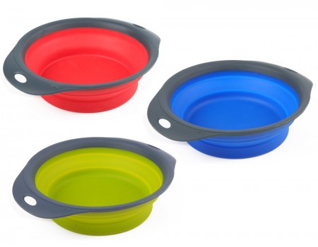 Dexas Collapsible Pet Bowl Инновационная миска для кормления БОЛЬШАЯ  (6 мерных стакана) синяя 1440мл