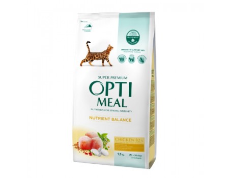 Сухий корм Optimeal, для котів, з куркою, 1,5 кг