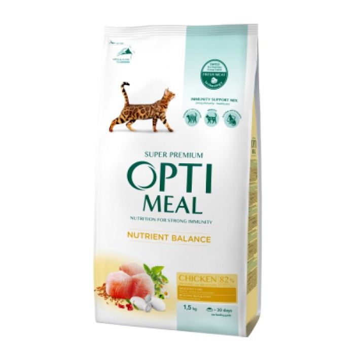 Сухой корм Optimeal, для кошек, с курицей, 1,5 кг