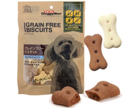 DoggyMan Biscuits Milk&Carob ДОГГИМЕН БИСКВИТ МОЛОКО&КЭРОБ беззерновое печенье, лакомство для собак, 0,14 кг