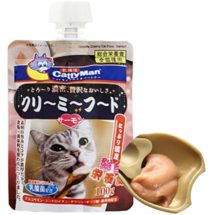 CattyMan Complete Creamy Food Salmon КЭТТИМЕН КРЕМ-СУП С ЛОСОСЕМ жидкий корм для котов, 0,1 кг