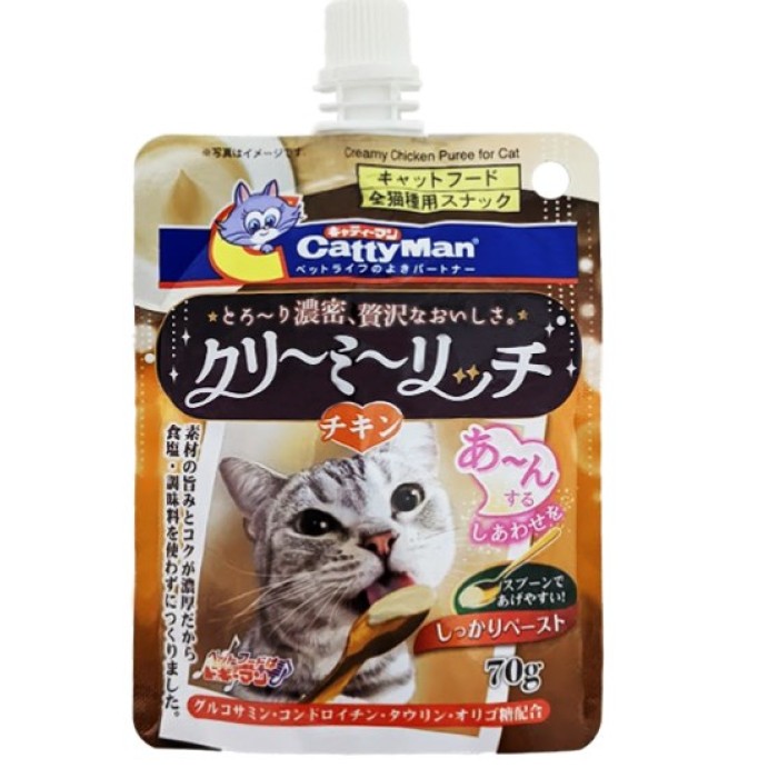 CattyMan Creamy Chicken КЕТТИМЕН ВЕРШКОВЕ ПЮРЕ З КУРИЦЮ рідкі ласощі для котів, 0,07 кг