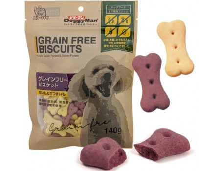 DoggyMan Biscuits Purple Sweet Potato&Sweet Potato ДОГГІМЕН БИСКВІТ ФІОЛЕТОВИЙ БАТАТ беззернове печиво, ласощі для собак, 0,14 кг