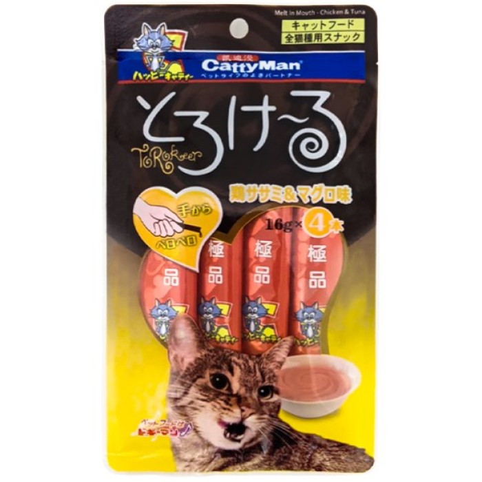 CattyMan Chicken&Tuna КЭТТИМЕН ВКУСНЕЙШИЕ КУРИЦА ТУНЕЦ жидкое лакомство для котов, 4×0,016 кг