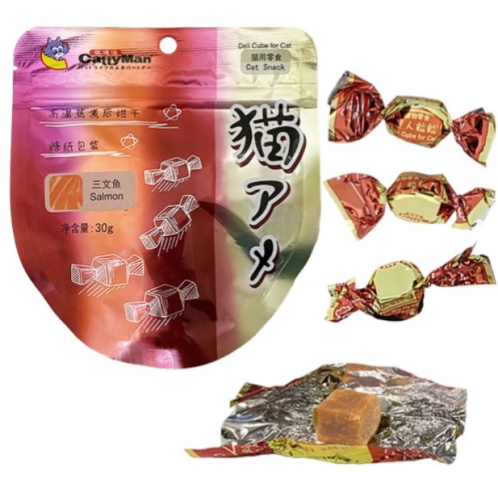 CattyMan Deli Cube Salmon КЕТТИМЕН ЦУКЕРКИ КУБИКИ ДІЛИ З ЛОСОСЕЮ ласощі для котів, 0,03 кг