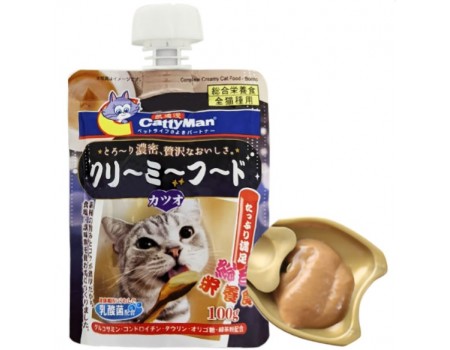 CattyMan Complete Creamy Food Bonito КЭТТИМЕН КРЕМ-СУП С МАКРЕЛЬЮ жидкий корм для котов, 0,1 кг