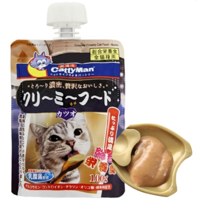 CattyMan Complete Creamy Food Bonito КЭТТИМЕН КРЕМ-СУП С МАКРЕЛЬЮ жидкий корм для котов, 0,1 кг