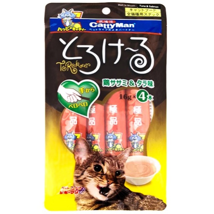 CattyMan Tuna&Salmon КЕТТИМЕН СМАЧНІ ТУНЕЦЬ ЛОСОСЬ рідкі ласощі для котів, 4×0,016 кг