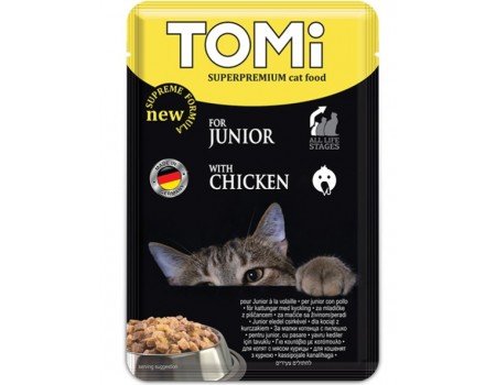 TOMi junior ТОМИ СУПЕРПРЕМИУМ ДЛЯ КОТЯТ консервы с курицей, паштет , 0.1 кг.