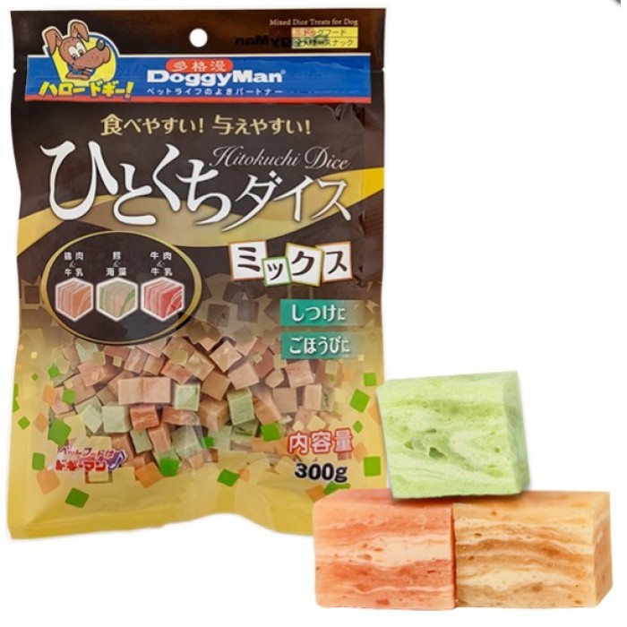 DoggyMan Mixed Dice Treats ДОГГИМЕН КУБИКИ МИКС курица, говядина, треска лакомство для собак, 0,3 кг