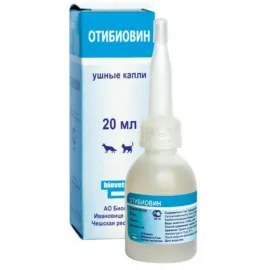 Отібіовін 20мол. вушні краплі, противос., протимікроб. Біовета, Чехія..