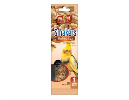 VITAPOL SMAKERS "WEEKEND STYLE" Палички для середніх папуг з горіхами, пакет, 1шт 45г