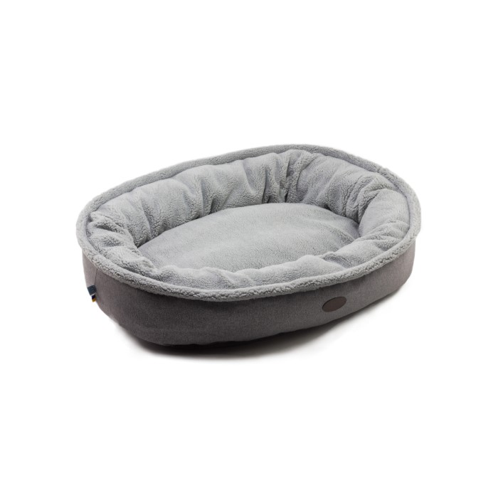 Овальный лежак Harley and Cho Donut Fur, серый, L (100х70х21 cm)