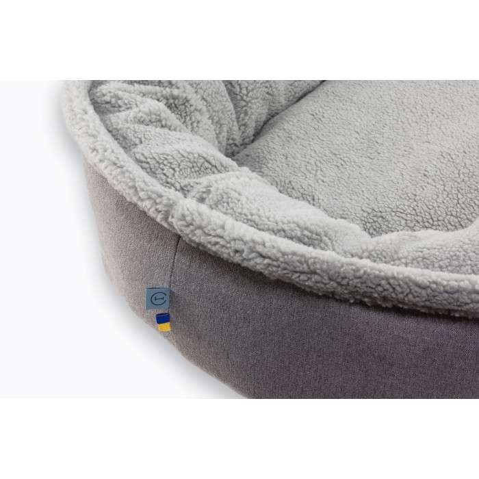 Овальный лежак Harley and Cho Donut Fur, серый, L (100х70х21 cm)