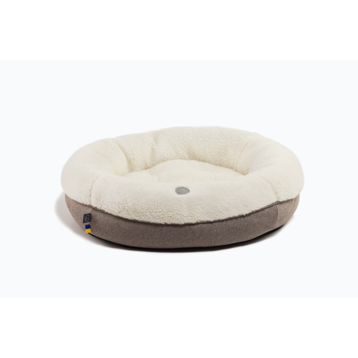 Овальный лежак Harley and Cho Bagel Fur, молочный, M (75х65 cm)