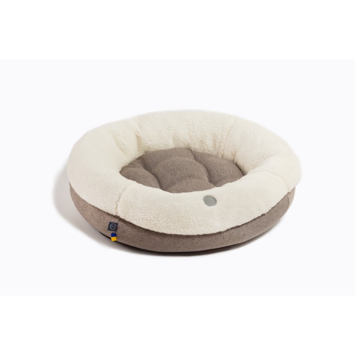 Овальный лежак Harley and Cho Bagel Fur, молочный, S (60х50 cm)