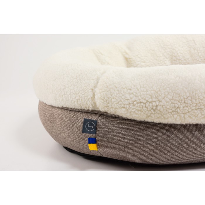 Овальный лежак Harley and Cho Bagel Fur, молочный, S (60х50 cm)
