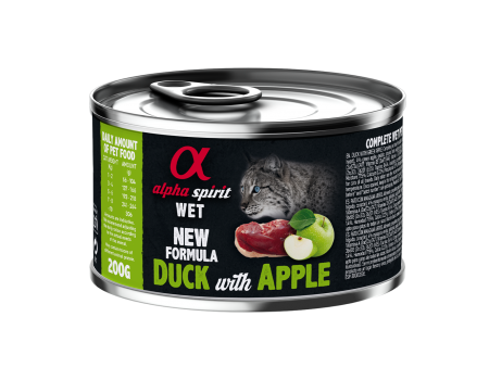 Полнорационный влажный корм Alpha Spirit Duck with Green Apple, для взрослых кошек, утка с зеленым яблоком, 200 г