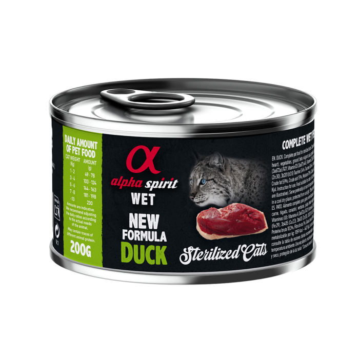 Повнораціонний вологий корм Alpha Spirit Duck Sterilized, для дорослих стерилізованих котів, качка, 200 г