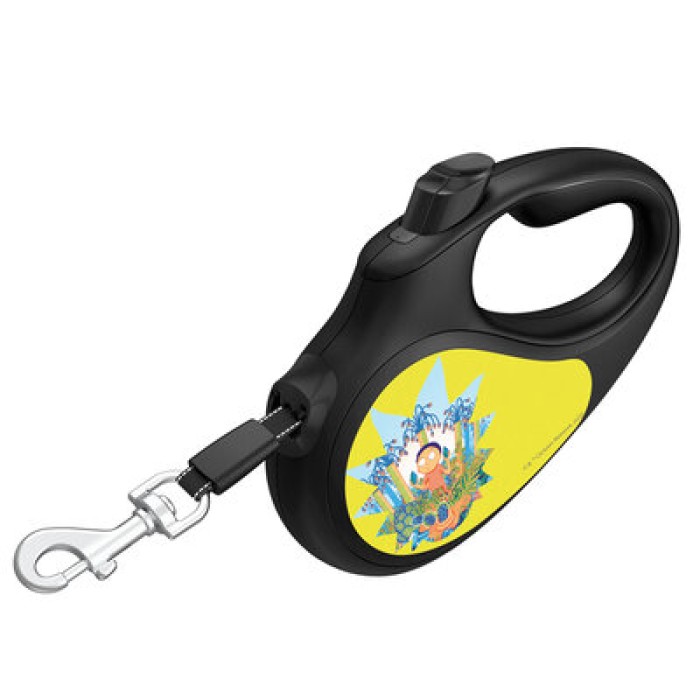 Повідець-рулетка для собак WAUDOG R-leash  "Рік та Морті 2" L до 50кг 5м світловідбивна стрічка чорн