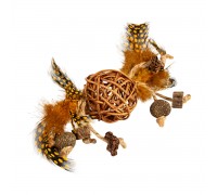 Игрушка для кошек WAUCAT Fun Natural Плетеный мячик с колокольчиком и ..