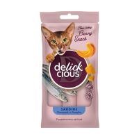 Дополнительный корм для кошек DELICKCIOUS, кремовое лакомство, сардина с добавлением тыквы, 4х15 г