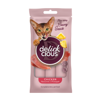 Дополнительный корм для кошек DELICKCIOUS, кремовое лакомство, курица с добавлением ананаса, 4х15 г