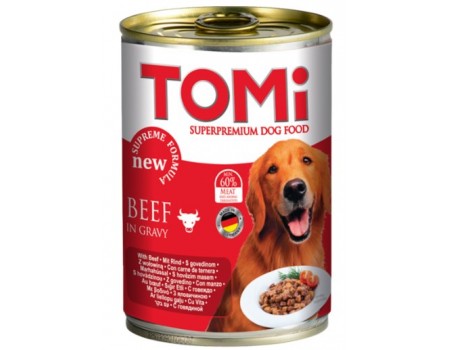 TOMi SUPERPREMIUM МЯСО (beef) консерва корм для собак, банка , 1,2 кг.