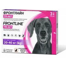 Frontline Tri-Act Капли на холку от блох, клещей и комаров для собак от 20 до 40 кг , 1 пипетка