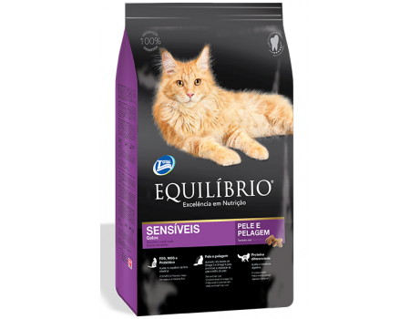 Equilibrio Cat ДЛЯ КОТОВ СКЛОННЫХ К АЛЛЕРГИИ сухой супер премиум корм для котов с проблемной кожей и чувствительным пищеварением, 7,5кг