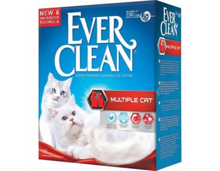 Ever Clean (Эвер Клин) MULTIPLE CAT (ДЛЯ НЕСКОЛЬКИХ КОШЕК С КРИСТАЛАМИ) бентонитовый наполнитель для котов, 6 л