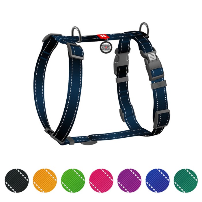 Шлея для собак H-подібна WAUDOG Nylon Mono QR світловід. розмір S Ш 15мм A 30-45см B 35-45см чорний
